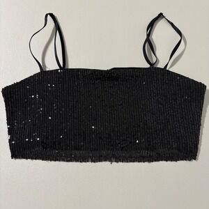 g.o.d. black sequin sparkle cami crop‎ top party going out xs